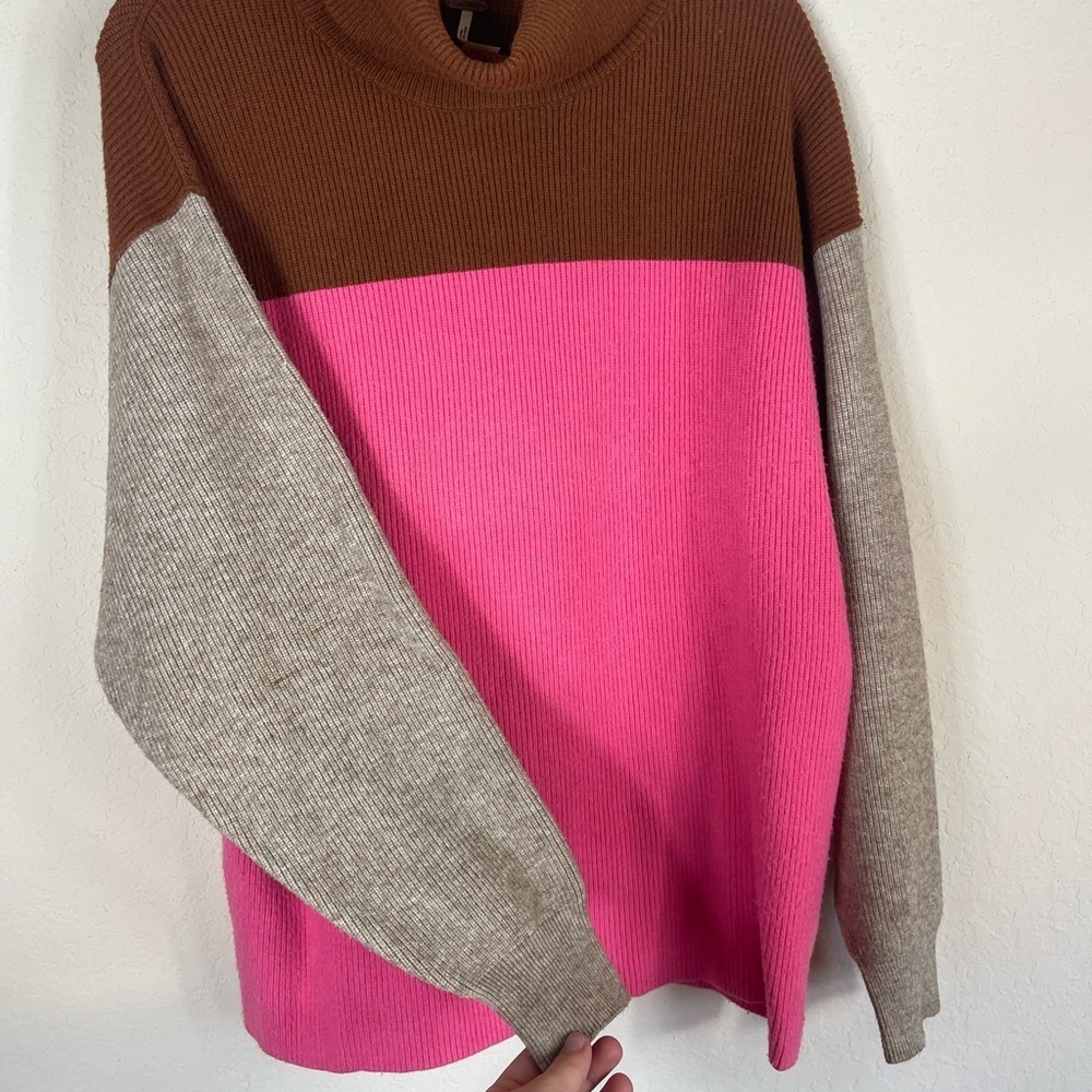 Free People Color-Block Turtleneck Sweater Size Small - Picture 7 of 8